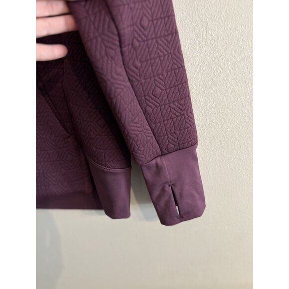 Athleta Jacquard Elevation Geometric purple Quilted Pullover Sweater Womens sz M - Picture 3 of 13